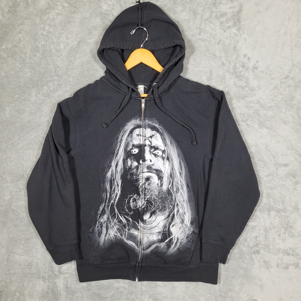 Rob Zombie Rules Graphic Zip Up Hoodie Mens Medium Black Big Front Back Graphic